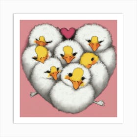 Chicks In A Heart Art Print