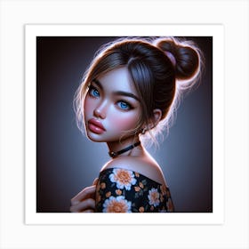 Portrait Of A Girl With Blue Eyes 1 Art Print