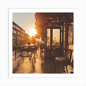 Sunset In A Cafe Art Print