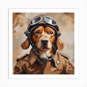 Dog In Military Uniform Art Print