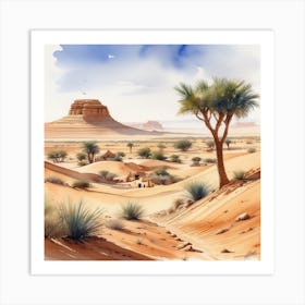 Watercolor Desert Landscape 8 Art Print