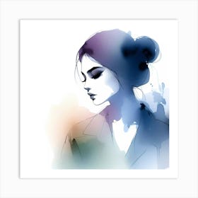 Watercolor Portrait Of A Woman 2 Art Print