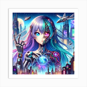 Transcendent Cyborg Girl Art Print