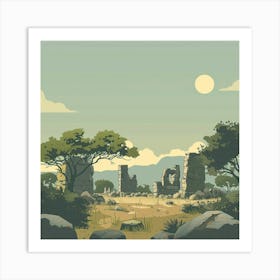 A Great Zimbabwe Ruins In Zimbabwe Minimal Art Print