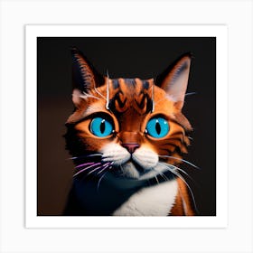 Cat With Blue Eyes Art Print