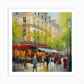 Paris Cafe.City of Paris. Cafes. Passersby, sidewalks. Oil colours.23 Art Print