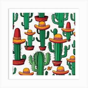 Mexican Cactus Pattern Art Print