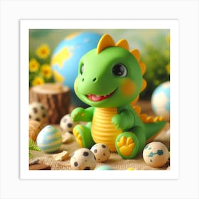 Yellow baby dinosaur 3 Art Print