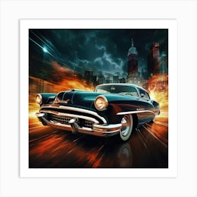 Classic Car In The City Art Print