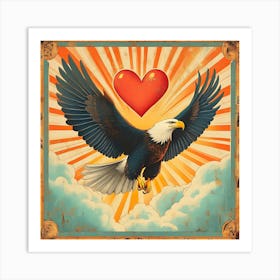 Art Deco Eagle with Heart-shaped Cloud 4 Art Print