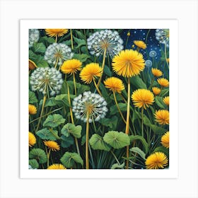 Dancing Dandelions in the Breeze Art Print