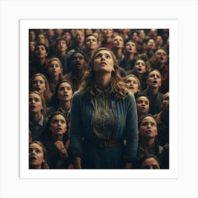 Woman In Front Of A Crowd Art Print