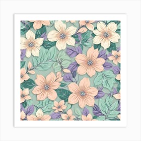 Seamless Floral Pattern 1 Art Print