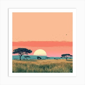 Sunset In The Savannah 2 Art Print