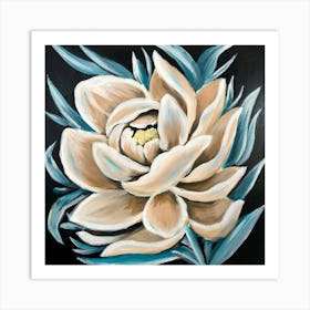 Cream Peony Flower Art Print