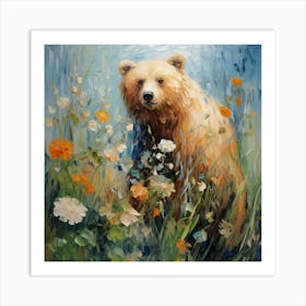 Bear and flowers 4 Art Print