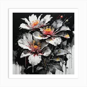 Flowers In Black And White Art Print