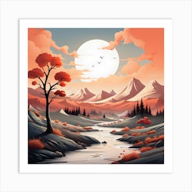 Majestic Peaks: Mountain Landscape Art Print