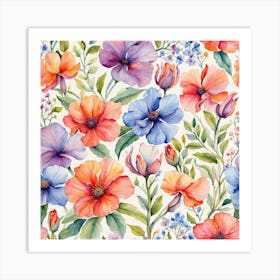 Watercolor Flowers 9 Art Print