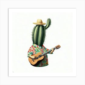 Cactus With Guitar 🎸 Art Print