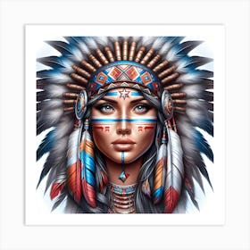 Indian Woman In Headdress Art Print