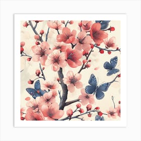 Cherry Blossom Wallpaper Art Print