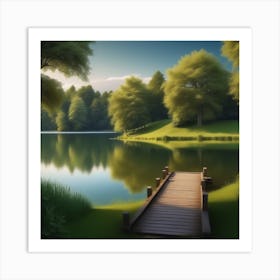 Pier By The Lake 1 Art Print