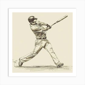 Baseball Player Swinging A Bat Art Print