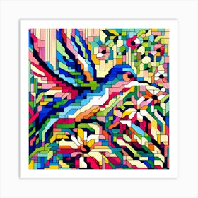 Mosaic Hummingbird Art Print