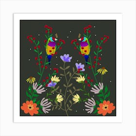 Bird Flower Plant Nature Art Print