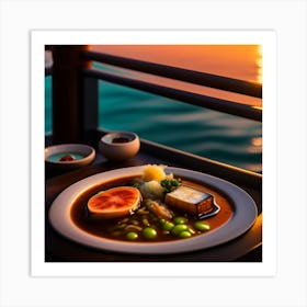 Japanese ramen and sushi Art Print