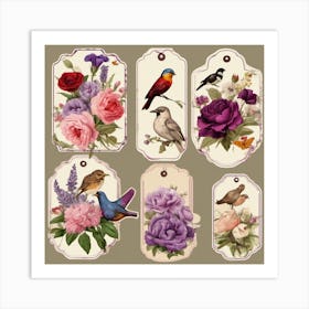 Birds And Flowers 1 Art Print