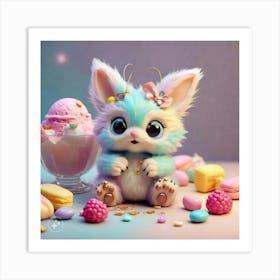 Ice Cream Bunny Art Print