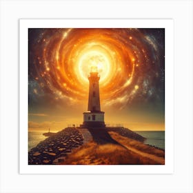 Lighthouse In The Sky Art Print