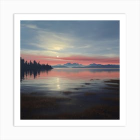 Sunset Over Lake Art Print