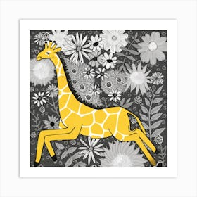 Giraffe In The Garden Art Print