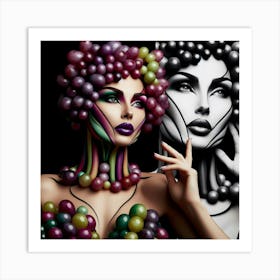 Portrait Of A Woman With Balloons Art Print