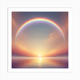 Rainbow And Sunset Art Print