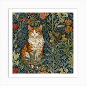 Cat In Flowers 5 Art Print