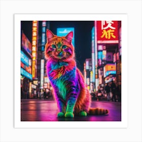 Tokyo’s neon cat Art Print