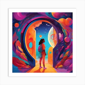 Woman In Space Art Print