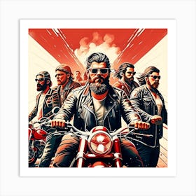 Portrait Of A Modern Biker Gang Transformed Art Print