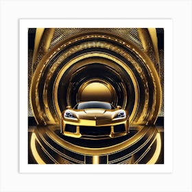 Golden Sports Car 3 Art Print