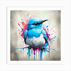 Blue Bird Painting Art Print