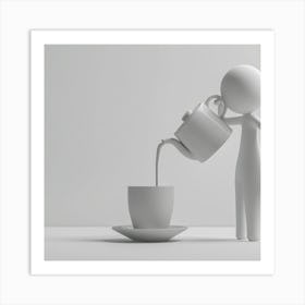 3d Character Pouring Tea Art Print