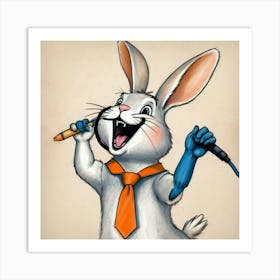 Rabbit With A Microphone Art Print