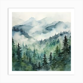 Watercolor Of A Forest 1 Art Print