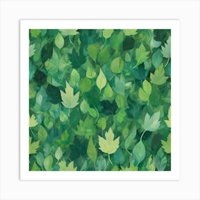 Green Leaves Wallpaper Art Print