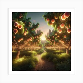 Peach Orchard Art Print