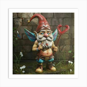 Cupid Gnome Holding A Heart Arrow Art Print